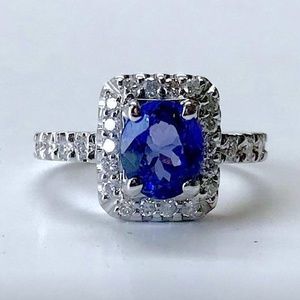 18kt 2.15ct. Tanzanite Diamond Art Deco Engagement